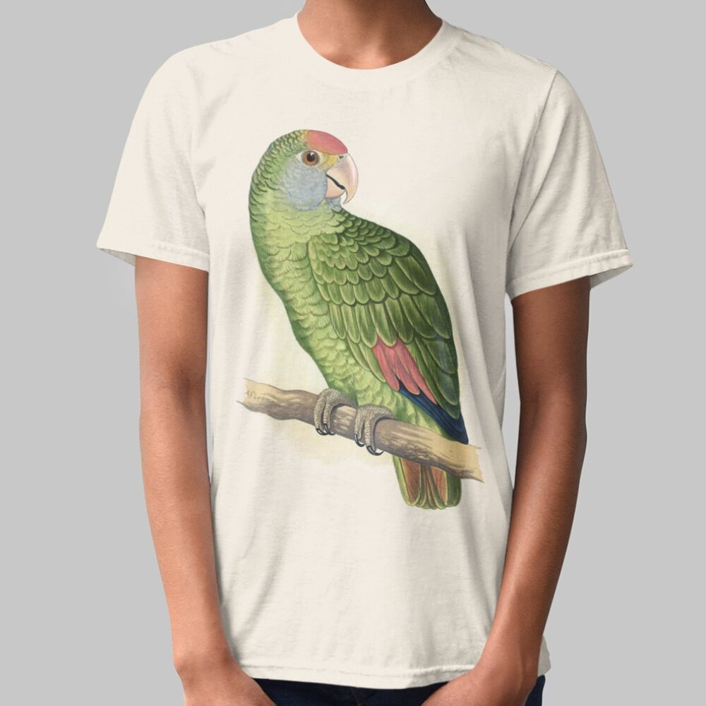 Blue-cheeked Amazon VTG Parrot Print Short Sleeve Graphic Tee T-shirt S M L XL